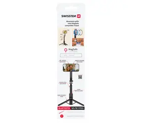 Swissten Bluetooth Selfie Stick MagSafe Tripod čierna / BT 5.2