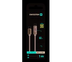 Swissten Kábel USB-C s LCD displejom 1m čierna / 60W / 2x USB-C (M)
