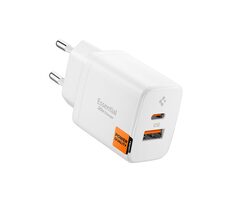 Spigen Essential EE202EU nabíjačka do auta biela / 1x USB-C / 1x USB-A / 20W 