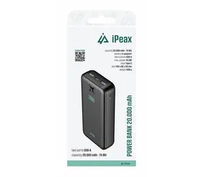 iPEAX Powerbanka 20000 mAh 10.5W čierna / 2x USB-A