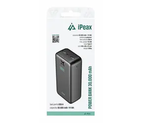 iPEAX Powerbanka 30000 mAh 10.5W čierna / 2x USB-A