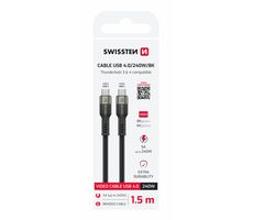 Swissten USB 4.0 dátový/video kábel 240W 1.5m čierna / 8K @ 60Hz / 2x USB-C (4.0)