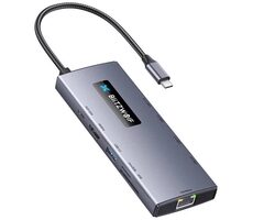 Blitzwolf BW-NEW TH8 adaptér 10in1 sivá / 3x USB-A / 3x USB-C / 1x HDMI / 1x RJ45 / SD + TF karta 