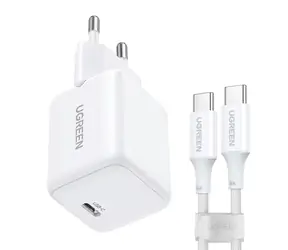 Ugreen X513 GAN Mains Charger + USB-C Cable 1m biela / nabíjací adaptér s káblom / 1X USB-C / 30W