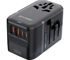 Blitzwolf BW-TA2 Cestovný adaptér 5 v 1 čierna / 2x USB-A / 3x USB-C