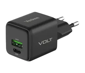 YENKEE YAC G38 VOLT BK 18+20W GaN čierna / Nabíjačka / USB-C 20W / USB-A 18W