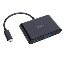 Akasa AK-CBCA02-15BK Konvertor Type-C na VGA s USB 3.0 Type-A Port