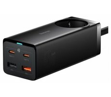 Rozbalené - Baseus PSZM000901 GaN3 Pro Rýchlonabíjací adaptér čierna / 2x USB-A / 2x USB-C / 1x AC / 65W / rozbalené