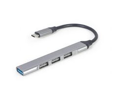 Gembird UHB-CM-U3P1U2P3-03 / USB Type-C húb 4-portový USB 3.1 (Gen 1) / strieborná