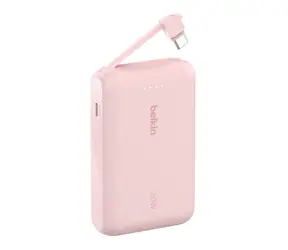 Belkin BOOST CHARGE PowerBanka 10000mAh + integrovaný kábel ružová / 20W PD / USB-C