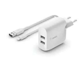 Belkin BOOST CHARGE charger biela / nabíjačka / 2x USB-A / 24W / s 1m káblom Lightning