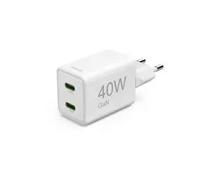 HAMA rýchla USB nabíjačka biela / 2x USB-C / PD / QC / 40 W / super-mini