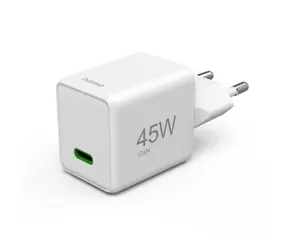 HAMA rýchla USB nabíjačka biela / USB-C / PD / QC / 45 W / super-mini