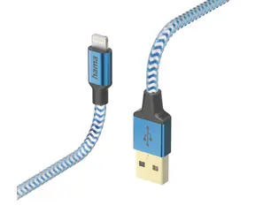 HAMA MFi USB kábel Reflective pre Apple modrá / USB-A / Lightning / 1.5 m