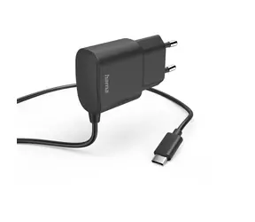 HAMA sieťová nabíjačka s káblom čierna / USB-C / 2,4 A / 1 m