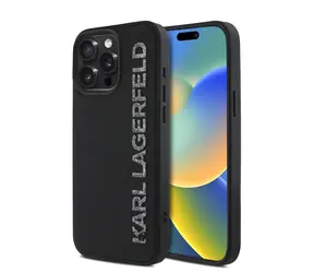 Karl Lagerfeld 3D Rubber Glitter Logo Zadný Kryt pre iPhone 15 Pro Max Black