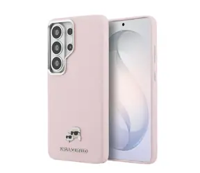 Karl Lagerfeld Grained PU Leather K&CH Heads Magnetic Zadný Kryt pre Samsung Galaxy S26 Ultra Pink
