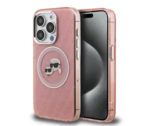 Karl Lagerfeld IML K&CH Heads Repeated Logo MagSafe Zadný Kryt pre iPhone 15 Pro Max Pink
