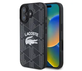 Lacoste Blend Monogram MagSafe Zadný Kryt pre iPhone 16 Black