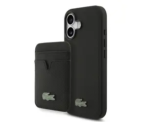 Lacoste Iconic Petit Pique MagSafe Zadný Kryt + Peňaženka pre iPhone 17 Black