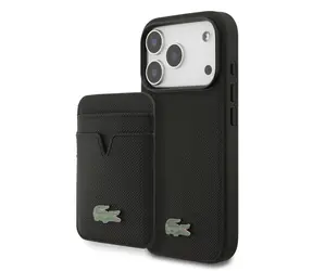 Lacoste Iconic Petit Pique MagSafe Zadný Kryt + Peňaženka pre iPhone 17 Pro Black
