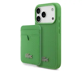 Lacoste Iconic Petit Pique MagSafe Zadný Kryt + Peňaženka pre iPhone 17 Pro Green