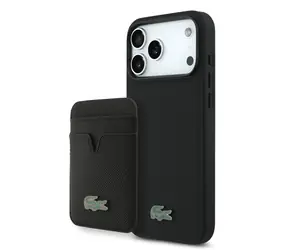 Lacoste Iconic Petit Pique MagSafe Zadný Kryt + Peňaženka pre iPhone 17 Pro Max Black