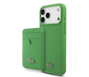 Lacoste Iconic Petit Pique MagSafe Zadný Kryt + Peňaženka pre iPhone 17 Pre Max Green