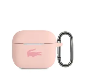 Lacoste Liquid Silicone Glossy Printing Logo Puzdro pre Airpods 3 Pink