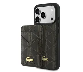 Lacoste PVC Blend MagSafe Zadný Kryt + Peňaženka pre iPhone 17 Pro Brown