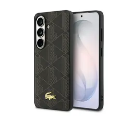 Lacoste PVC Blend Monogram Gold Logo Magnetic Zadný Kryt pre Samsung Galaxy S26+ Brown