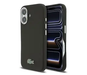 Lacoste PVC Iconic Petit Pique Metal Logo Zadný Kryt pre iPhone 16 Black
