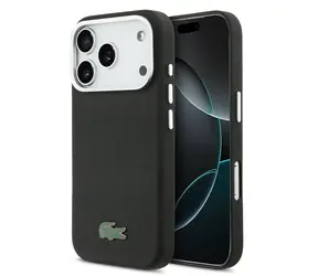 Lacoste PVC Iconic Petit Pique Metal Logo MagSafe Zadný Kryt pre iPhone 17 Pro Max Black