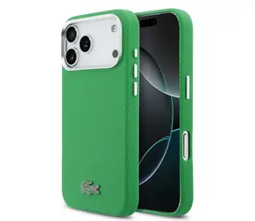 Lacoste PVC Iconic Petit Pique Metal Logo Zadný Kryt pre iPhone 17 Pre Max Green
