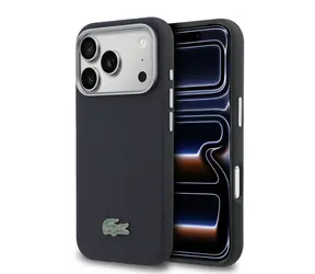 Lacoste PVC Petit Pique Semi Wrap MagSafe Kryt pre iPhone 17 Pre Navy