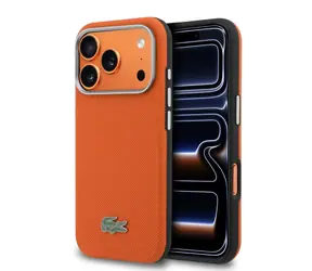 Lacoste PVC Petit Pique Semi Wrap MagSafe Kryt pre iPhone 17 Pre Orange