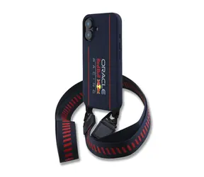 Red Bull Silicone Vertical Logo MagSafe Zadný Kryt + Crossbody Popruh pre iPhone 16 Navy