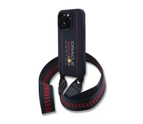 Red Bull Silicone Vertical Logo MagSafe Zadný Kryt + Crossbody Popruh pre iPhone 16 Pre Navy