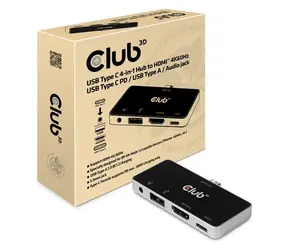Club3D CSV-1591 USB-C 4v1 Hub čierna
