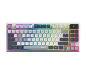 MSI FORGE GK600 TKL Sky šedá / Bezdrôtová herná klávesnica / mechanická / 2.4GHz / BT / USB-C / RGB / display / CZ Layou