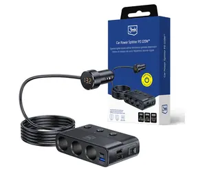 3mk Car Power Splitter 120W čierna / Autonabíjačka / PD / QC / PPS / USB 3xA+1xC / 3x rozšírenie zapaľovača 