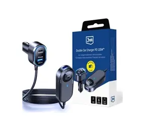 3mk Double Car Charger 135W čiernosivá / autonabíjačka / PD / QC / PPS / USB 2xA + 4xC 