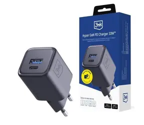 3mk Hyper Charger napájací adaptér PD / 33W / GaN / QC4+ / PPS / AFC / FCP / SCP / 1A1C čierna