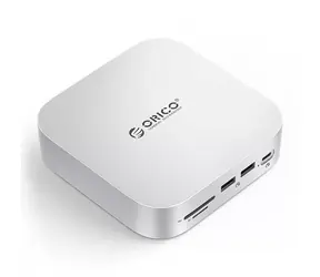 Orico MiniLink Dokovacia stanica strieborná / 3x USB-C + 2x USB-A + 3.5mm jack + SD/TF + LAN 