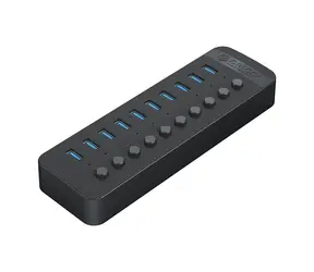 Orico CT2U3-10AB USB HUB s vypínačmi čierna / 10x USB-A 3.0 / kábel USB-A - USB-B 1m