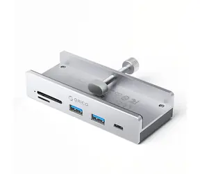 Orico MH5PC USB HUB s upínacím držiakom strieborná / 2x USB-A + 1x USB-C + SD/TF