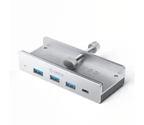 Orico MH4PC USB HUB s upínacím držiakom strieborná / 3x USB-A + 1x USB-C 