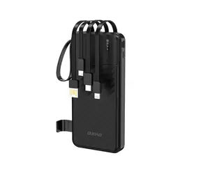 Dudao K11 10000mAh čierna / Powerbanka / 64W / so vstavanými káblami USB-A / USB-C / Lightning / Micro USB
