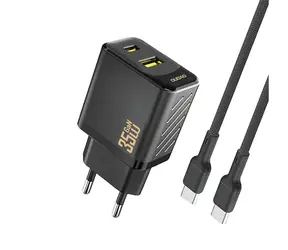 Dudao A27MaxCEU sieťová nabíjačka s káblom čierna / USB-A / USB-C / 35W