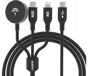 Dudao A12Max 3v1 nabíjačka pre Apple Watch / USB-C / Lightning / 1.2 m / 100 W / čierna